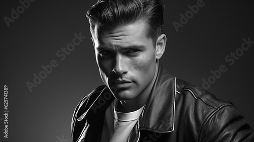 1950's portrait of a young man with greased back hair