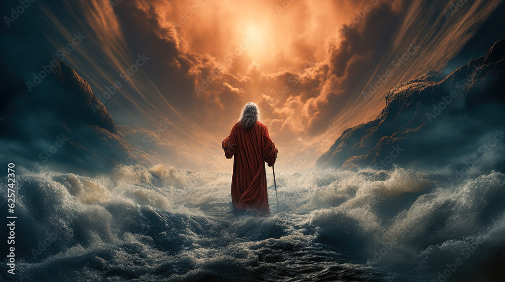 Moses Parting the Red Sea: A Miraculous Biblical Scene, Generative AI ...