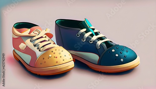 Cartoon style shoes, Ai generated 