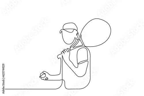 man person tennis sport racket pose lifestyle line art