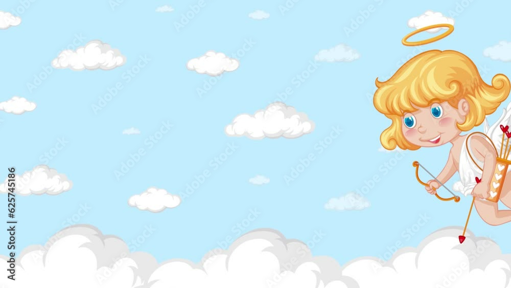 Motion Graphics of a Cupid Girl Cartoon Character with Bow and Arrow Motion Graphics of a Cupid Girl Cartoon Character with Bow and Arrow