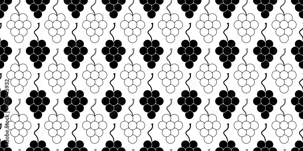 outline silhouette grape fruits seamless pattern outline silhouette grape fruits seamless pattern