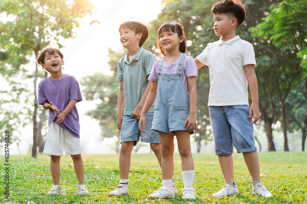 group image of cute asian children playing in the park