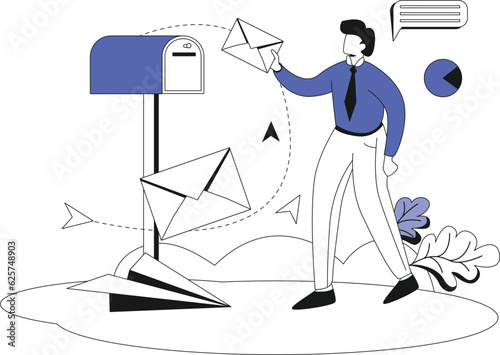 Inbox attachments, Flat vector illustration