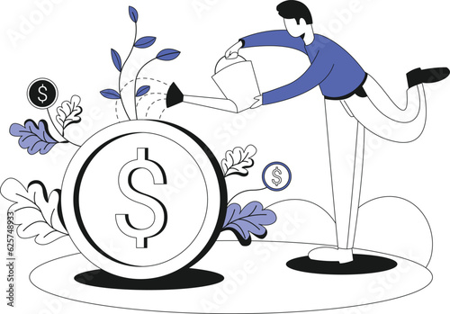 Money spawns money, Flat vector illustration
