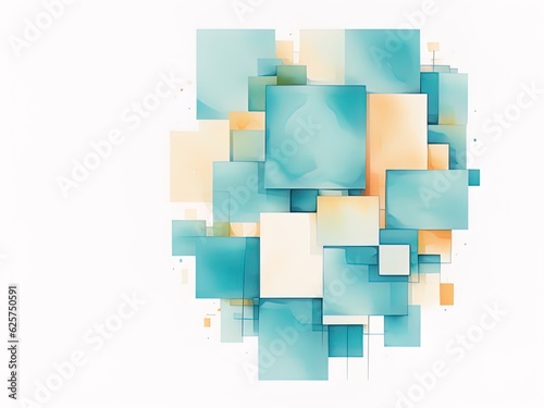 cyan squares abstract background geometric with generative AI