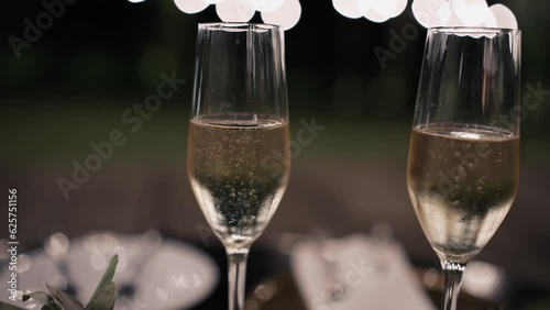 bubbles in a glass of champagne photo