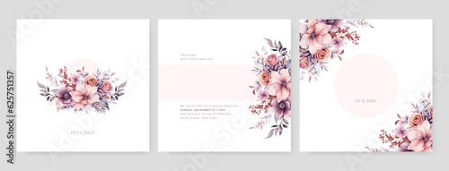 Wedding Invitation, save the date, thank you, rsvp card Design template. Vector illustration.