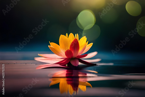 Papier peint Pink lotus flower on night with blurred background