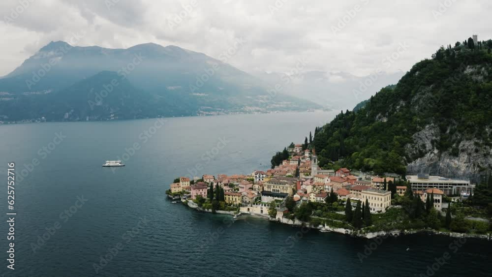Aerial view of Varenna, Italy on Lake Como. Aerial view of Varenna, Italy on Lake Como.