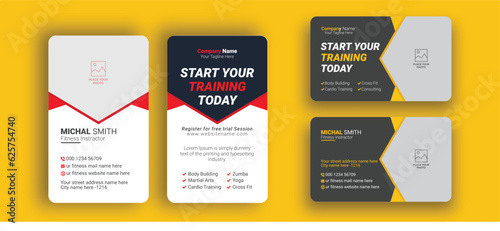 Fitness Gym Business Card Template, Business card for the gym and fitness, corporate gym fitness business card template