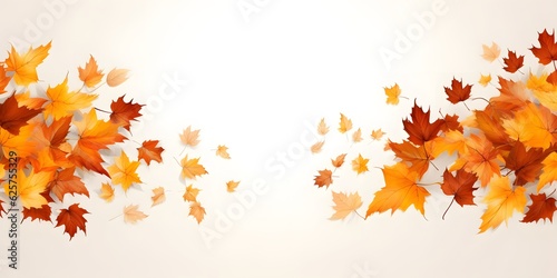 Autumn banner with orange leaves. AI generative