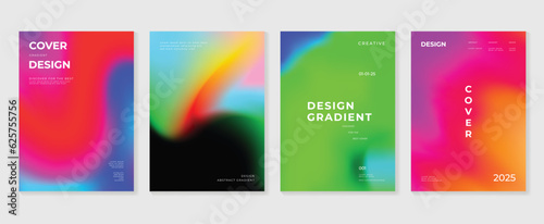 Gradient design background cover set. Abstract gradient graphic with geometric shapes, liquid, layers. Futuristic business cards collection illustration for flyer, brochure, invitation, media.