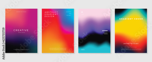Gradient design background cover set. Abstract gradient graphic with geometric shapes, liquid, layers. Futuristic business cards collection illustration for flyer, brochure, invitation, media.