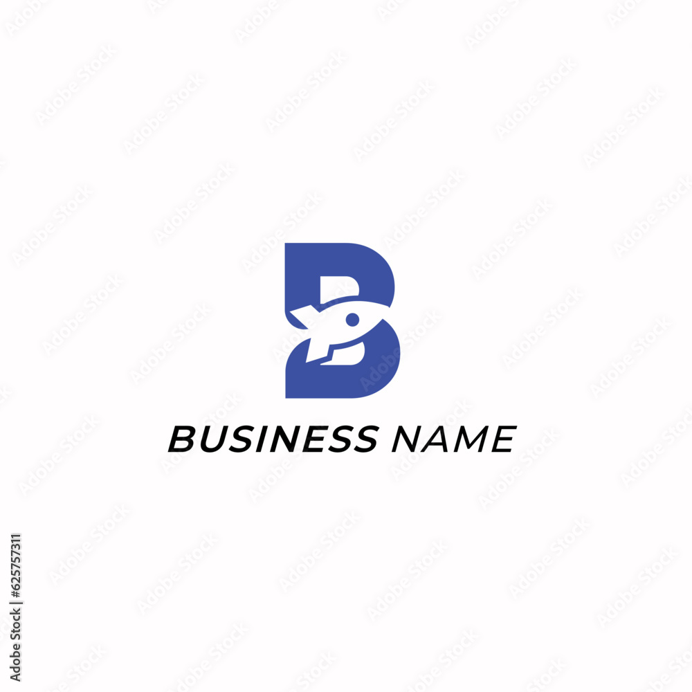 logo design company letter B and rocket