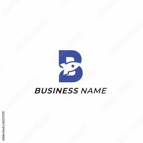 logo design company letter B and rocket