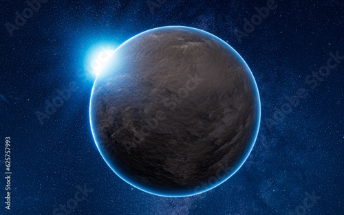 Planet in the outer space, 3d rendering.