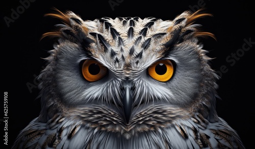 Portrait of owl. Generative AI