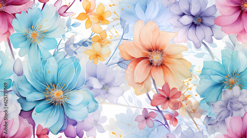 watercolor seamless pattern whimsical flowers