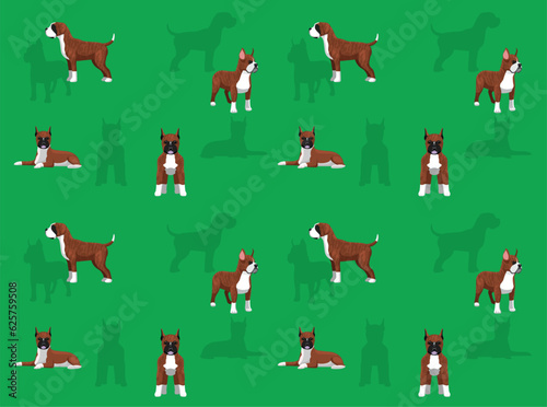 Dog Boxer Brindle Coat Cute Cartoon Seamless Wallpaper Background 
