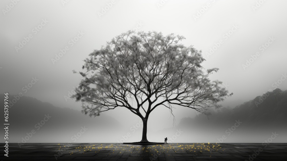 tree in fog tree in fog