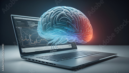 brain with computer background IA