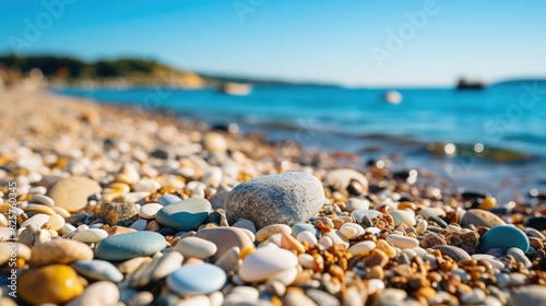 pebbles on the beach in summer
