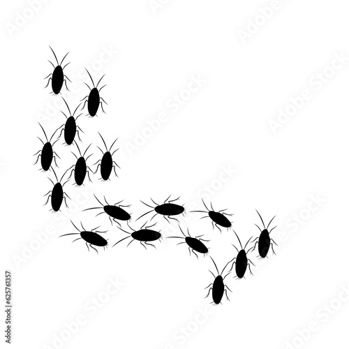 Group of cockroach silhouettes