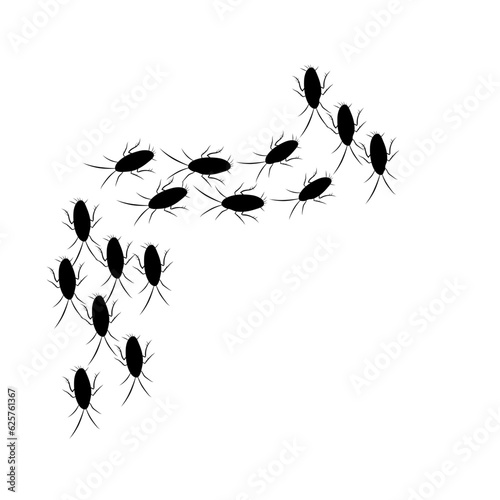 Group of cockroach silhouettes