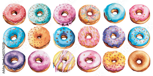 Watercolor donut clipart for graphic resources