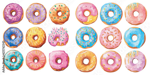 Watercolor donut clipart for graphic resources