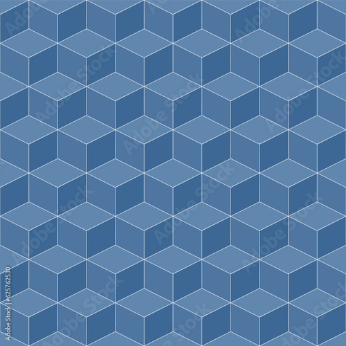 Navy blue cube pattern. cube vector pattern. cube pattern. Seamless geometric pattern for floor, wrapping paper, backdrop, background, gift card, decorating.