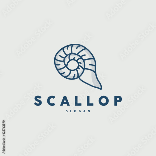 Seashell Logo, Inspirational Scallop Design With Pearl, Ocean Animals, Vector Jewelry Luxury Shell Beauty And Cosmetic