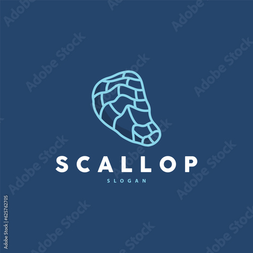 Seashell Logo, Inspirational Scallop Design With Pearl, Ocean Animals, Vector Jewelry Luxury Shell Beauty And Cosmetic