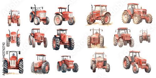 Watercolor tractor clipart for graphic resources