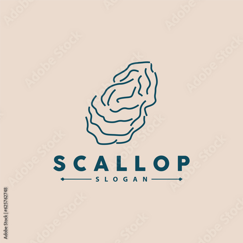Seashell Logo, Inspirational Scallop Design With Pearl, Ocean Animals, Vector Jewelry Luxury Shell Beauty And Cosmetic