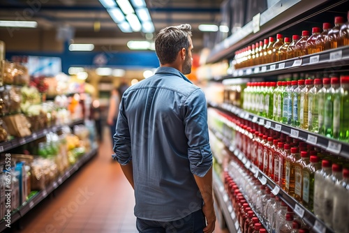 man grocery shopping in a s...