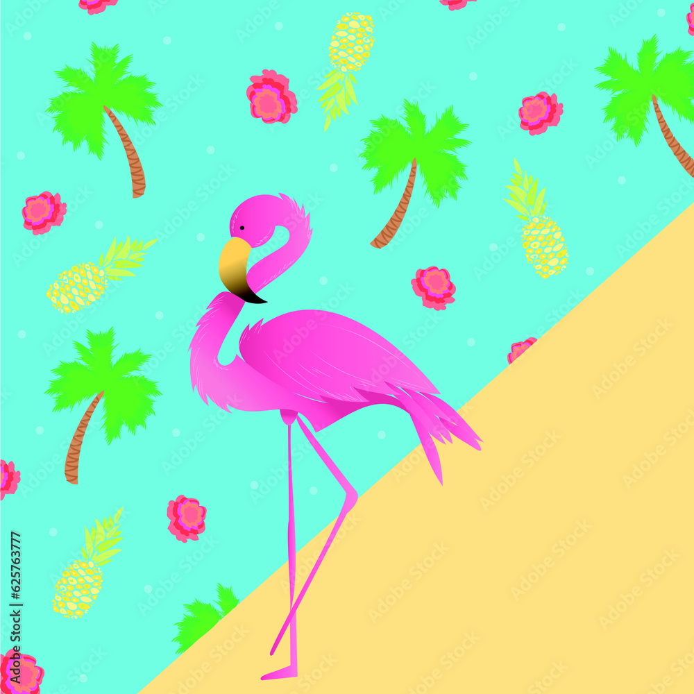 Digital png illustration of flamingo with pattern on transparent background