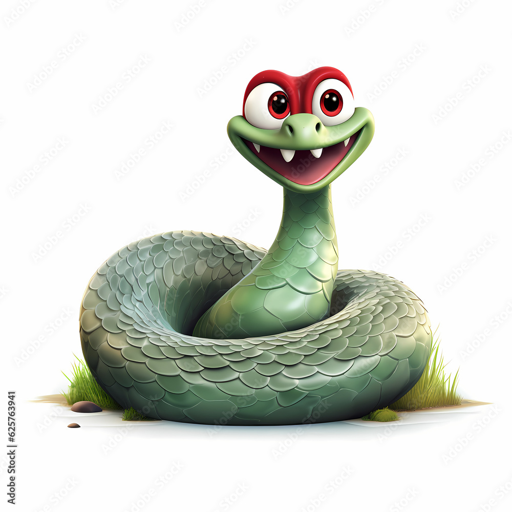 Fototapeta premium Snake 3D Isolated White