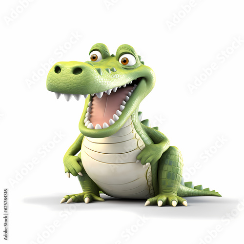 Crocodile 3D Isolated White Background