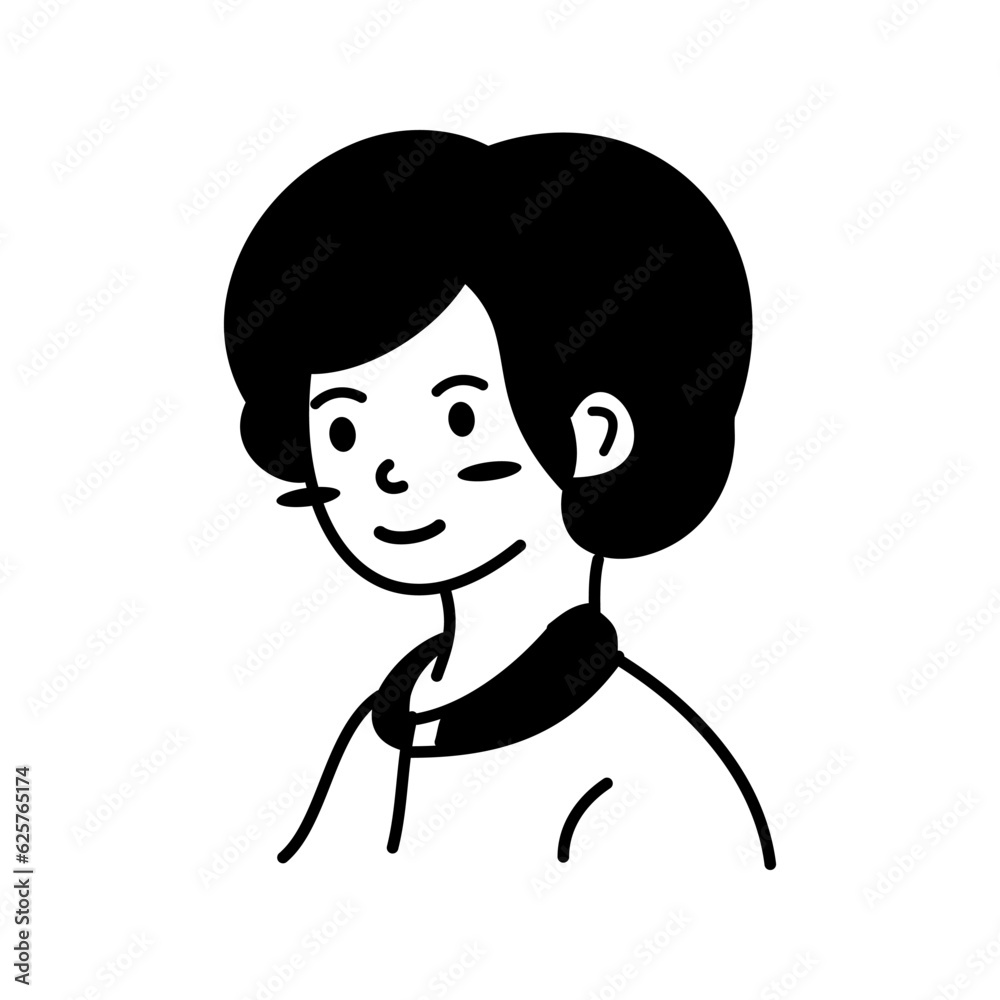 Cute beautiful smile women doodle icon flat vector design Cute beautiful smile women doodle icon flat vector design