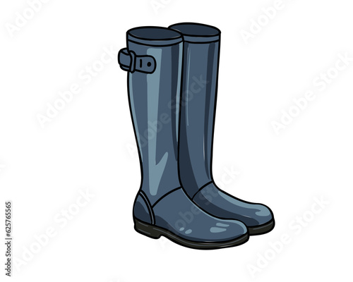 Blue rubber boots, vector illustration