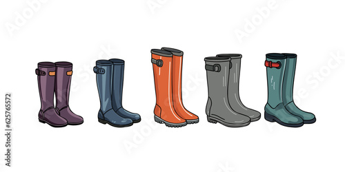 Set of rubber boots, vector illustration