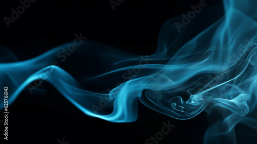 Blue wavy smoke on black background