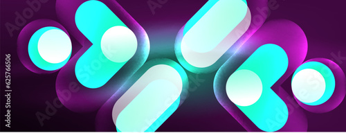 Neon circle abstract background. Template for wallpaper, banner, presentation, background