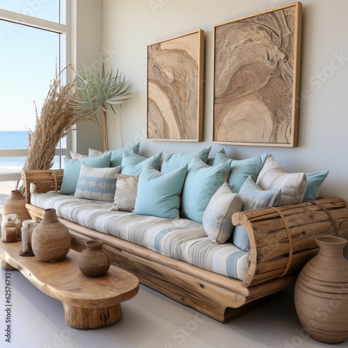 living room interior with sofa generative ai 