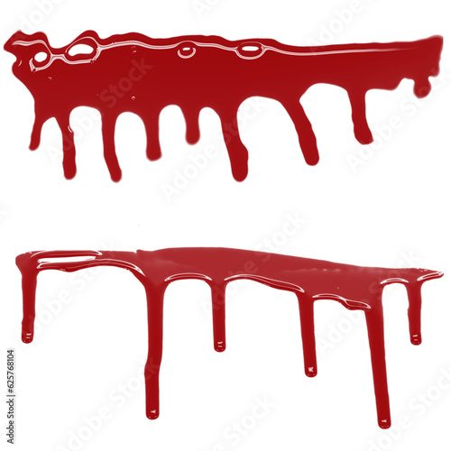 red blood paint dripping on white isoleted 