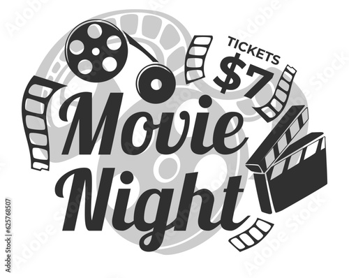 Movie night tickets 7 dollars, invitation to film