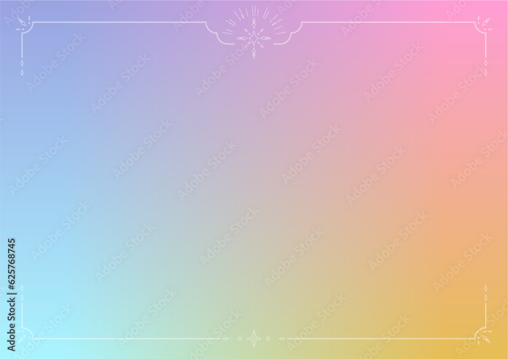 繊細なキラキラのフレーム2　オーロラグラデーション地に白模様