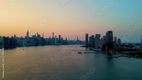 Wallpaper Mural NYC East River Sunset Glow, Aerial Panorama, Manhattanhenge Torontodigital.ca